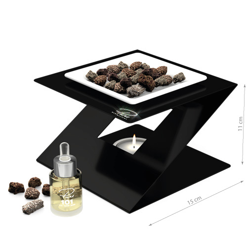 Fragrance oil burner STEEL 3 black with Swarovski crystals