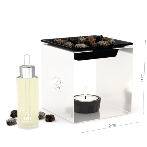 Fragrance oil burner STEEL 1 black with crystals